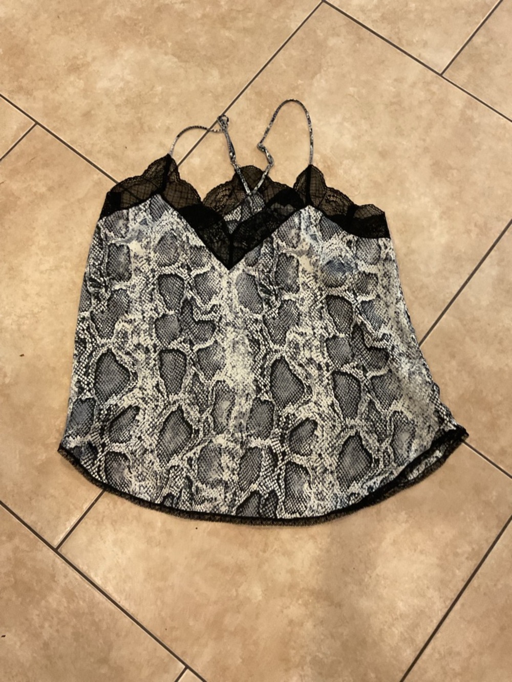 lovestitch Snake Print Lace-Trim Romantic Camisole